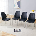 Set Of Four Black Pu Comfort Dining Chairs 17.7