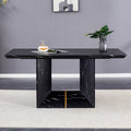 This Modern Dining Table With Mdf Marbled Design Gives You A Luxurious And Elegant Feel, Adding A Touch Of Elegance Whether It Is A Family Dinner Or Entertaining Guests. Black Mdf