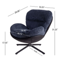 360 Swivel Accent Chair, Modern Chenille Lounge Chair With Faux Leather And Black Metal Base Frame, Comfortable Reading Chair For Small Spaces, Living Room, Bedroom, Reading Corner, Office, Navy Blue Black,Navy Blue Brown Primary Living Space American