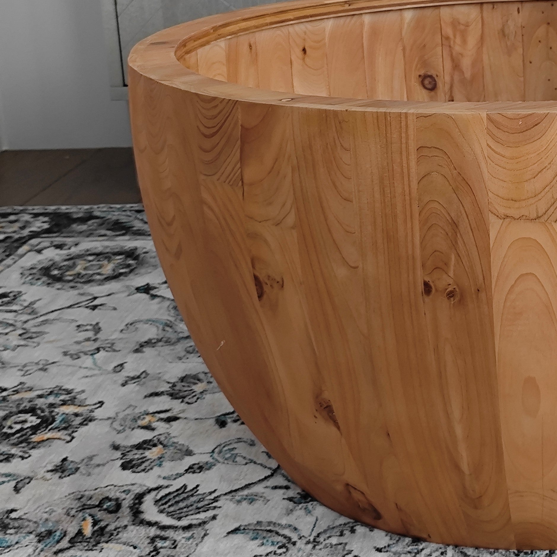 31.50"Vintage Style Bucket Shaped Coffee Table For Office, Dining Room And Living Room Same Sku:W75770648 Natural Solid Wood Mdf