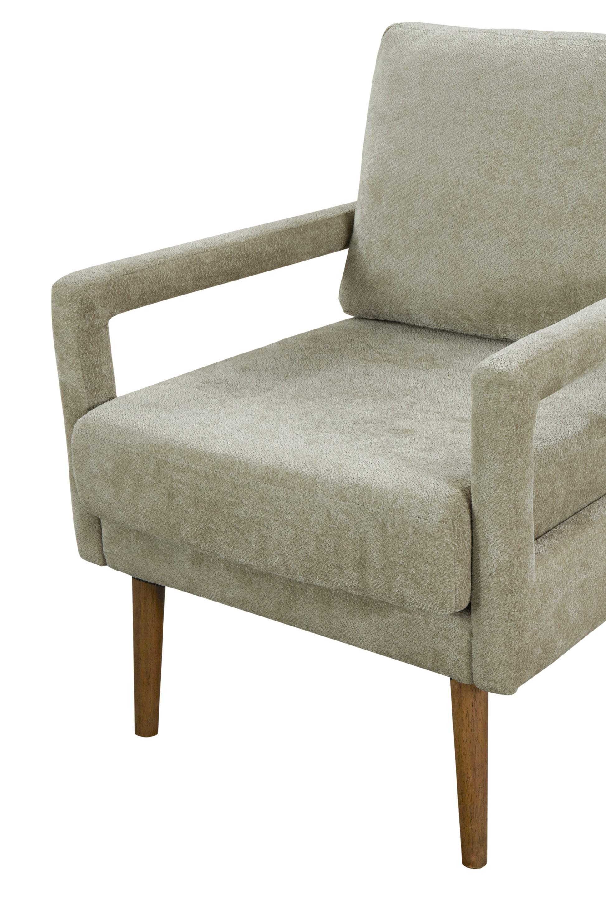 Mid Century Armchairaccent Chair With Chenille Armrest & Soft Cushion For Living Room, Bedroom, Home Office, Study, Light Grey Gray Foam Wood Fabric