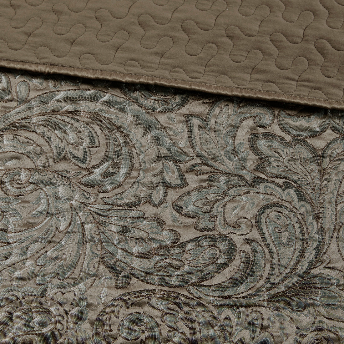 5 Piece Jacquard Bedspread Set With Throw Pillows Blue Brown King King Blue Brown Cotton