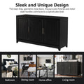 Tv Stand For Tvs Up To 65 Inches, Modern Entertainment Center Media Console Cabinet With 2 Spacious Storage Space, Solid Wood Legs For Living Room Black 50 59 Inches Particle Board Mdf