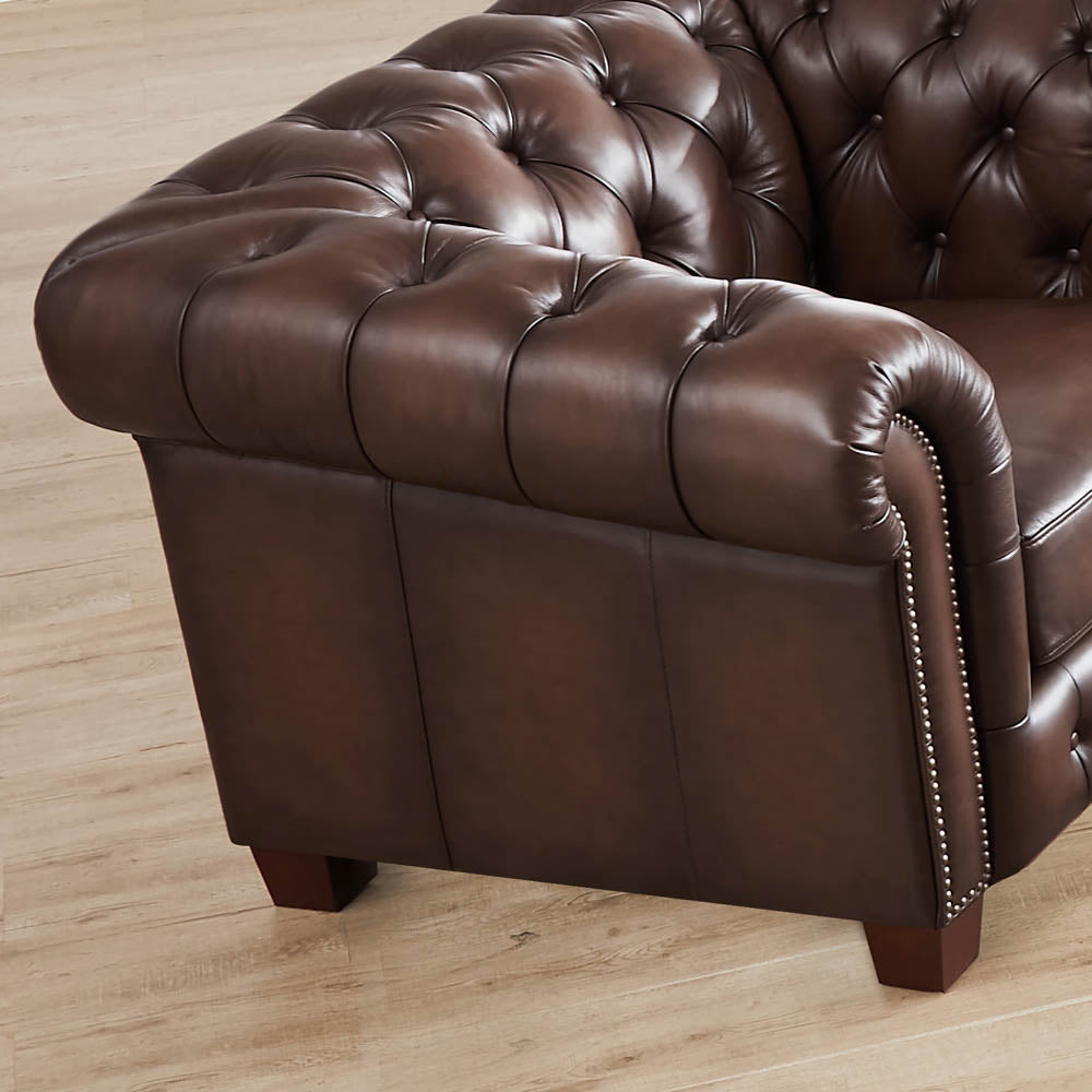 Versailles Leather Chair Caramel Down Filling Genuine Leather