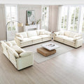 Modern Living Room Sofa 3 Pieces Set, Two 2 Seater Sofas And One 3 Seater Sofas, Upholstery Large Deep Seat Sofa With Sofat Cushion And Pillowss, Beige Corduroy Beige Corduroy 7 Seat