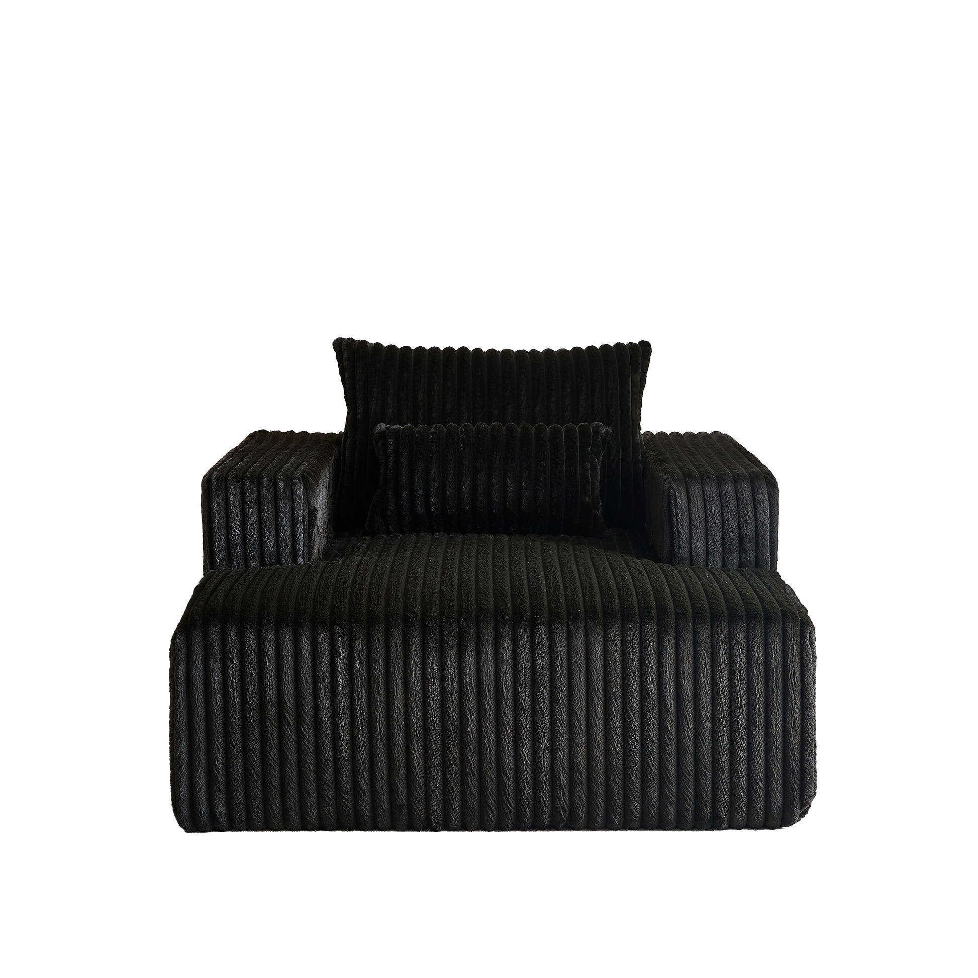 62.5 Inch Corduroy Sponge Sofa Lounge Chair,No Assembly Required,Fluffy Modern Sleeper Chair For Indoor Living Room Bedroom Black Foam Corduroy 1 Seat