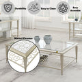 Zaba Coffee Table, Glass Top & Champagne Finish Lv02785 Champagne Glass Metal