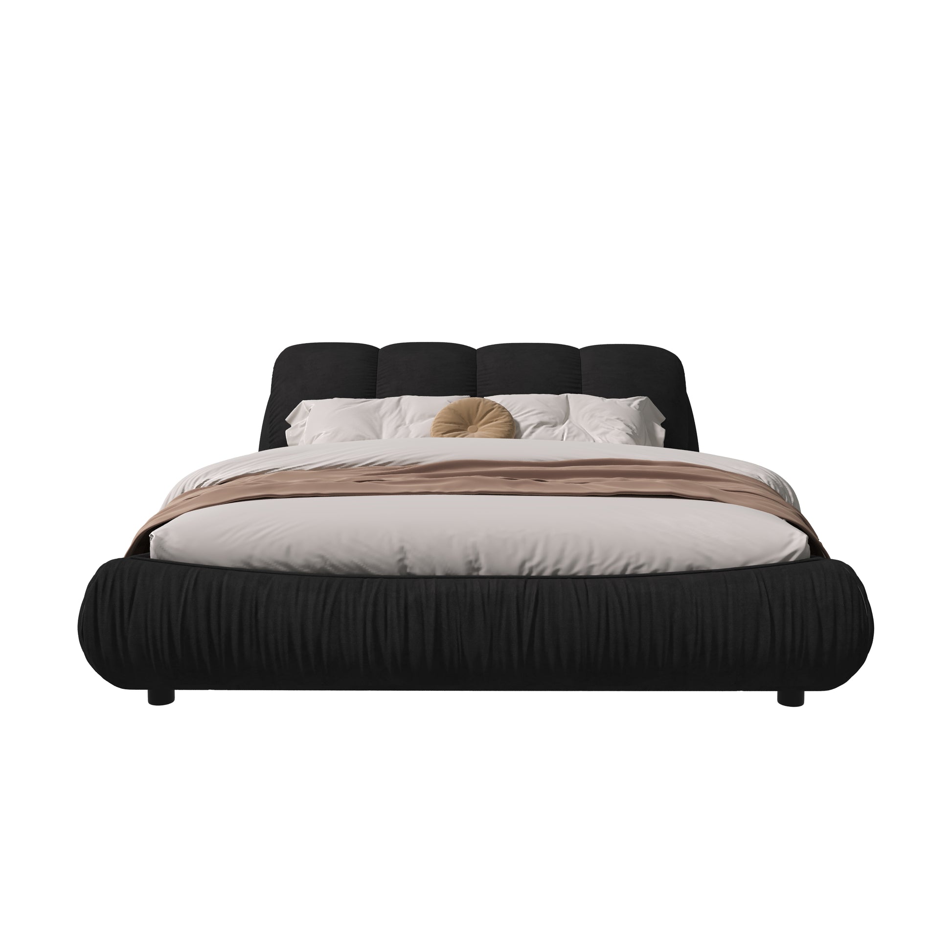 King Size Luxury Upholstered Platform Bed With Oversized Padded Backrest And Solid Wood Frame,Suitable For Multiple Heights Of Mattresses,Black Old Sku:W1885S00017 Box Spring Not Required King Black Wood Pine Solid Wood