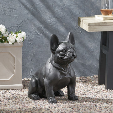 Dog Garden Sculpture Black Glass