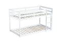 Solid Woodensolid Rubber Wooden Twin Over Twin Loft Bed With Ladder ,Upper And Bottom Bed Platforms Crafted With Strengthened Slats, White Twin White Rubber Wood