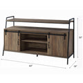 Rustic Oak And Black Tv Stand With Sliding Barn Door Oak Primary Living Space 50 59 Inches 50 59 Inches Paper Composite