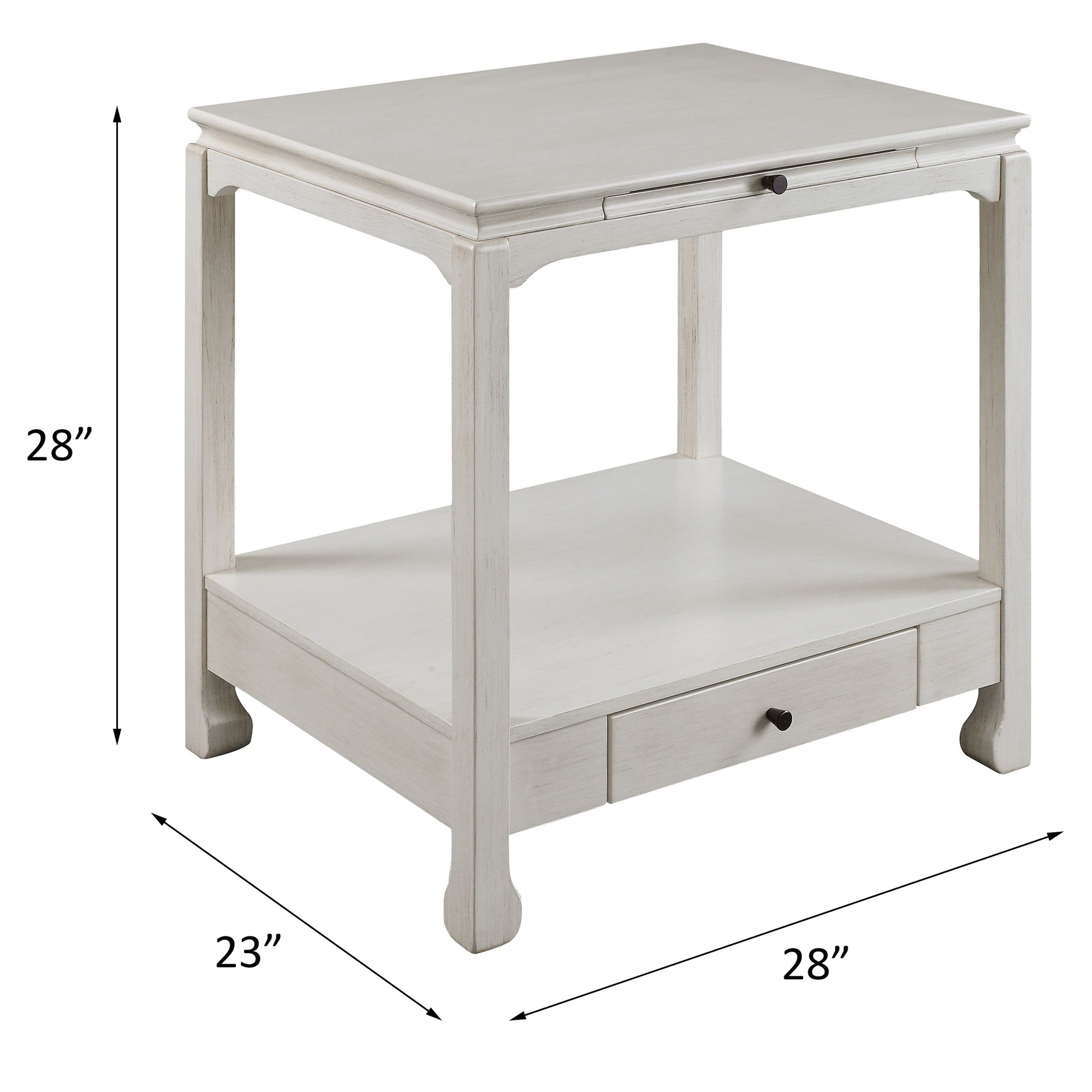 Antique White 2 Drawer Accent Table With Shelf White Primary Living Space Traditional Drawers Rectangular Solid Wood Mdf