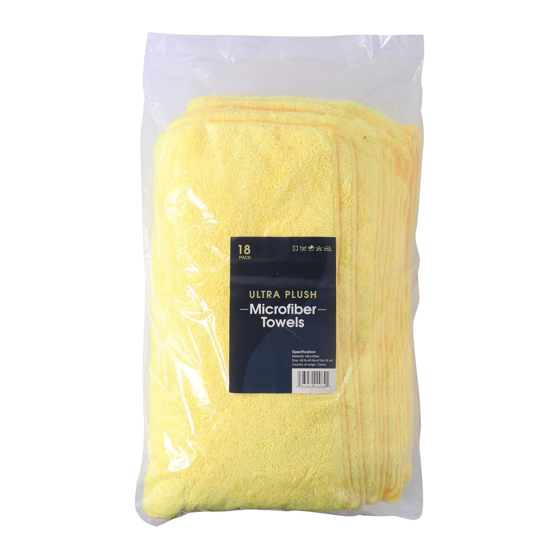 Microfiber Towel, Absorbent, Suitable For Car Cleaning, Kitchen, Glass Scrubbing, Etc., 16*16 Inches, 18 Packs Yellow Microfiber