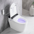 Elongated Smart Toilet With Elongated Heated Bidet Seat, Intelligent Toilet With Bidet Built In, Feet Sensor,Auto Open Close Seat, Off Seating Auto Flush, Night Light, Warm Water & Dryer,White White Bathroom Luxury Porcelain