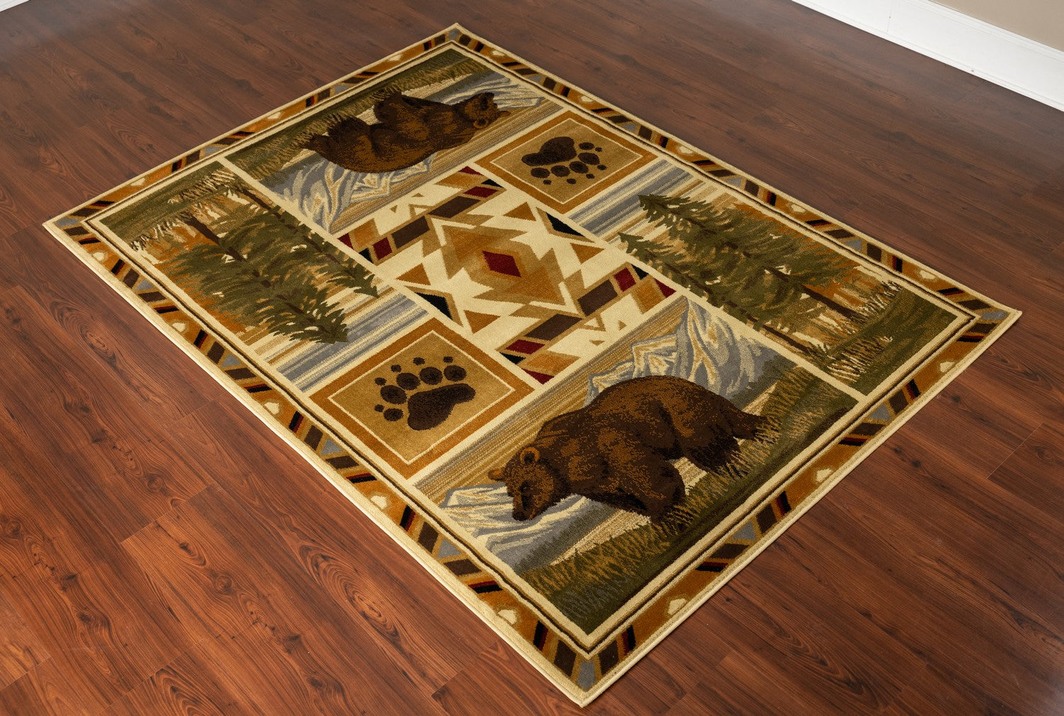 Woodland Gc Rst5301 Multi 2 Ft. 7 In. X 7 Ft. 3 In. Lodge Area Rug Cream Polypropylene