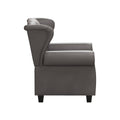 Modern Tufted Push Back Armchair Technical Leather Chair, Adjustable Single Sofa Chair With Sturdy Wood Legs For Bedroom, Living Room, Small Space Color:Grey Grey Primary Living Space Mid Century