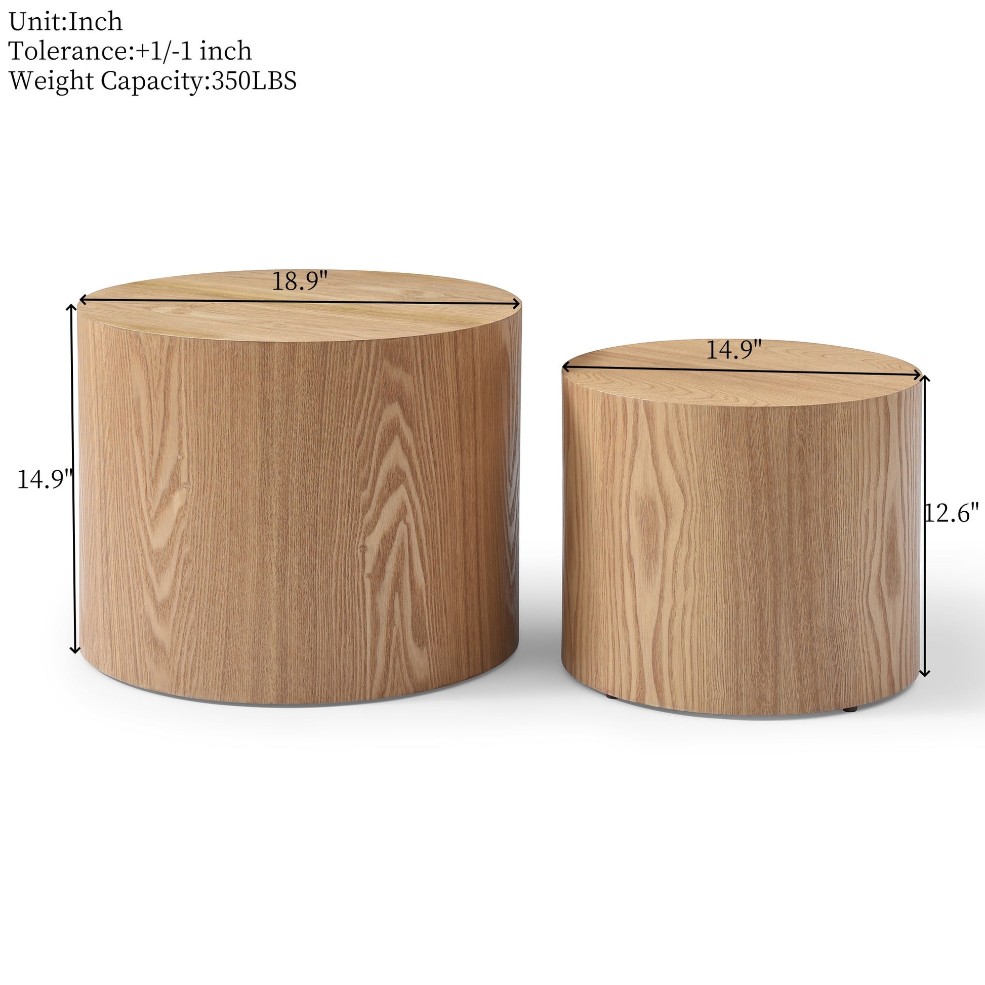 Round Coffee Table Set Of 2, Nesting Coffee Tables For Mdf With Veneer .For Living Room,Office,Bedroom,Natural, 4Colors Natural Primary Living Space Modern Coffee & End Tables Round Mdf