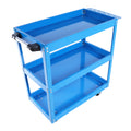 Tool Cart On Wheels, 3 Tier Rolling Mechanic Tool Cart, Heavy Duty Steel Utility Cart W Lockable Wheels, 450 Lbs Capacity Industrial Service Cart For Garage, Warehouse, Workshop Blue Blue Abs Steel