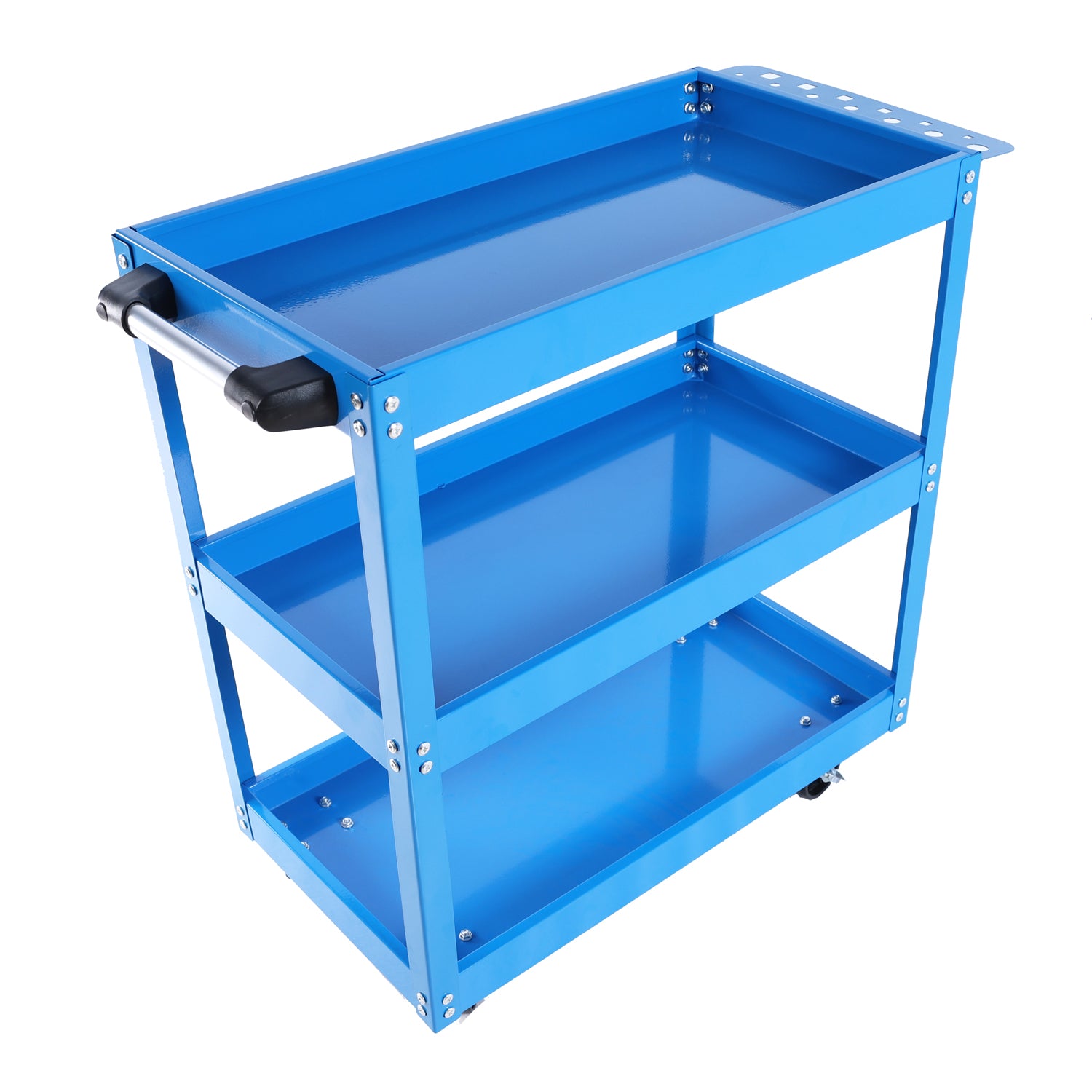 Tool Cart On Wheels, 3 Tier Rolling Mechanic Tool Cart, Heavy Duty Steel Utility Cart W Lockable Wheels, 450 Lbs Capacity Industrial Service Cart For Garage, Warehouse, Workshop Blue Blue Abs Steel