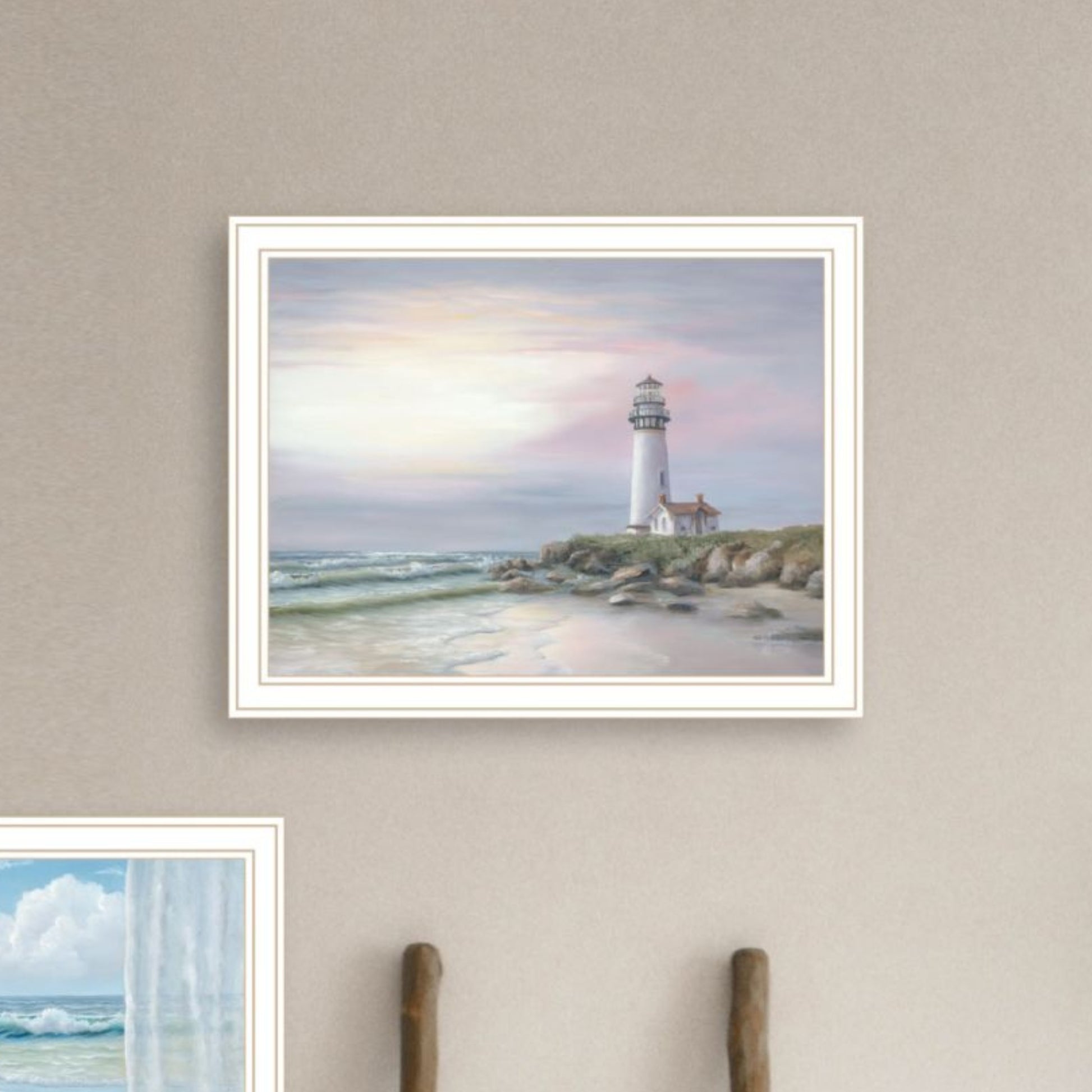 "Lighthouse At Sunset" Framed Wall Art For Living Room, Wall Art Print For Home Decor, Bedroom Wall Art By Georgia Janisse Multicolor Wood Paper