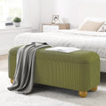 Flannelette Fabric Storage Ottoman Bench, Cushioned Bed End Ottoman Bench With Storage And Seat, Suitable For Bedrooms, Living Rooms, And Entrance Passages Green 41.73