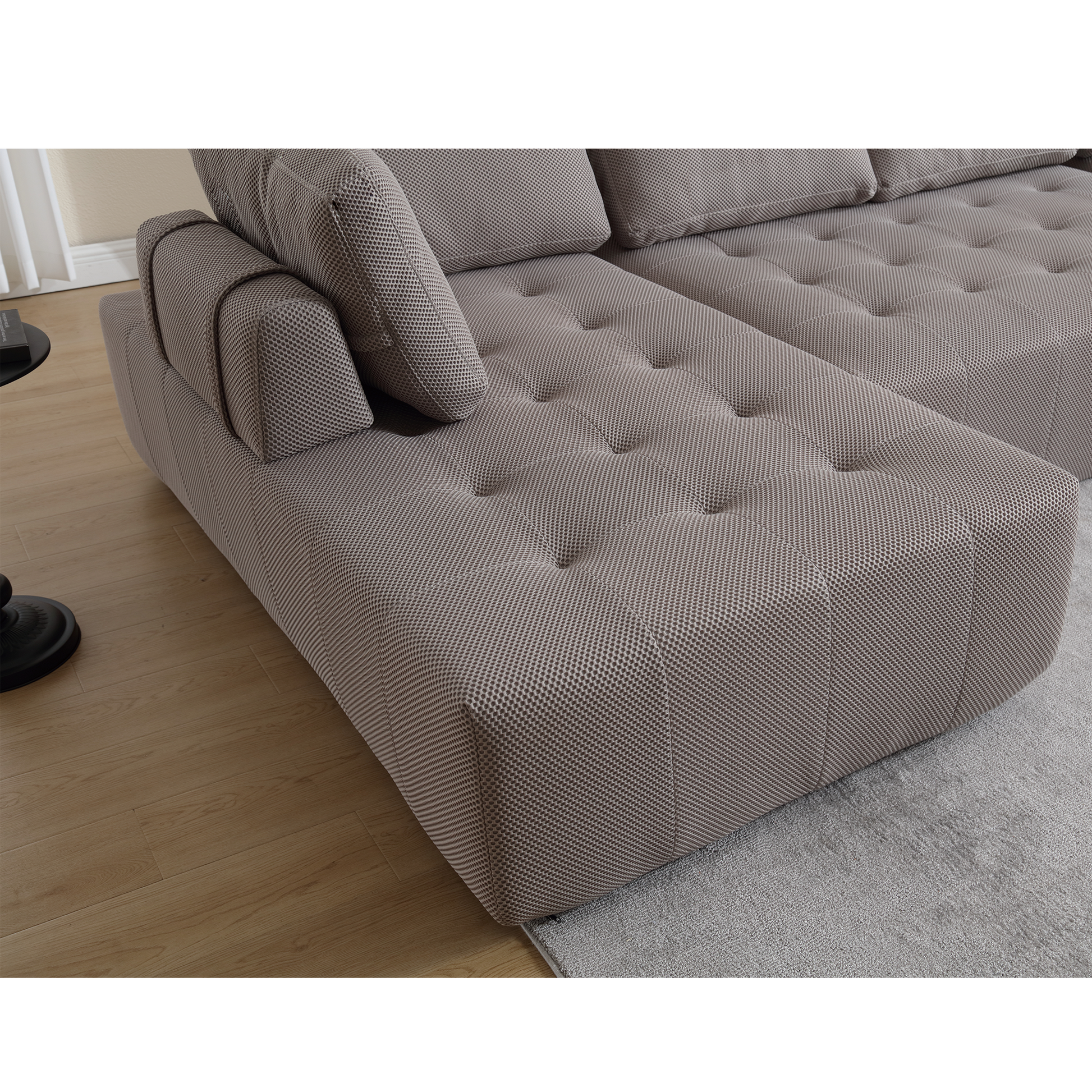 Arrived 138.5 "Modular Combination Sofa, U Shaped Sofa, Living Room, Apartment, Upholstered ,6 Seat Sofa, Free Combination Sofa Mesh Fabric ,Fabric, Gray Gray Polyester Primary Living Space Split