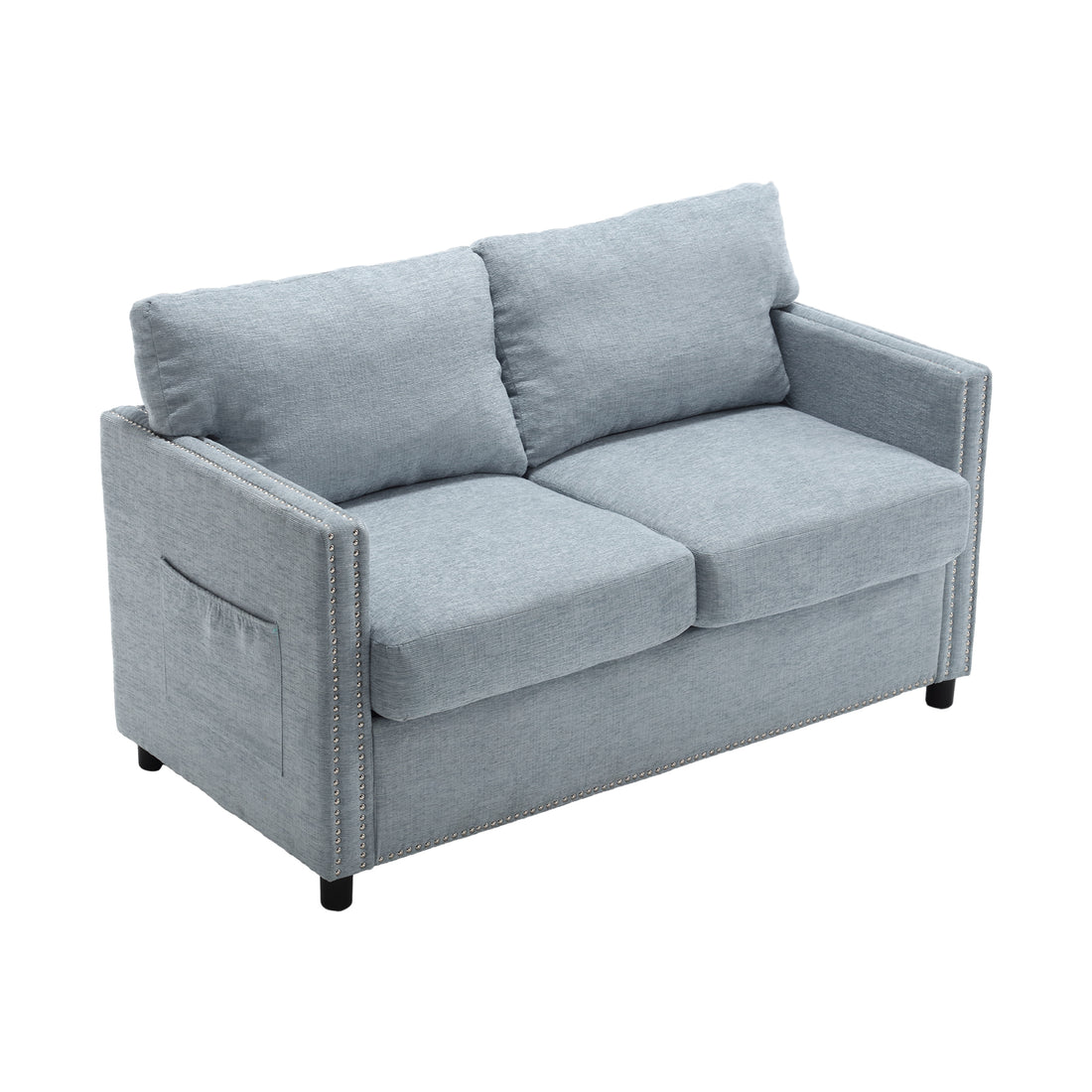 United Modern Chenille Fabric Loveseat, 2 Seat Upholstered Loveseat Sofa Modern Couch Teal Blue Chenille 2 Seat