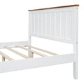 Queen Size Wood Platform Bed Wooden Slat Support, Vintage Simple Bed Frame With Rectangular Headboard And Footboard, White Box Spring Not Required Queen White Wood