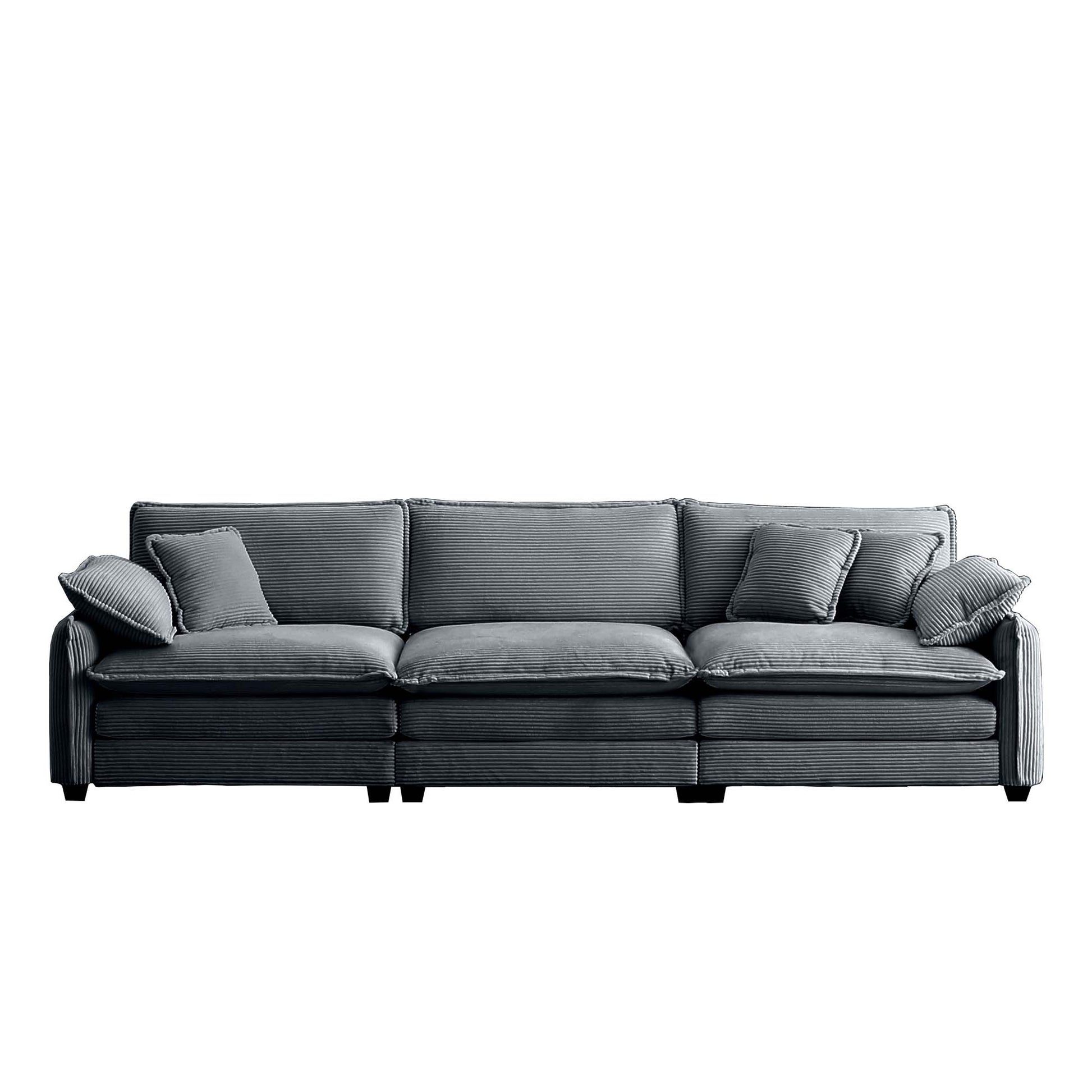 Mira 3 Seater Sofa Grey Corduroy 3S Grey Corduroy 3 Seat