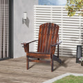 Outsunny Wooden Adirondack Chair, Outdoor Patio Lawn Chair With Cup Holder, Weather Resistant Lawn Furniture, Classic Lounge For Deck, Garden, Backyard, Fire Pit, Brown Black Brown Wood