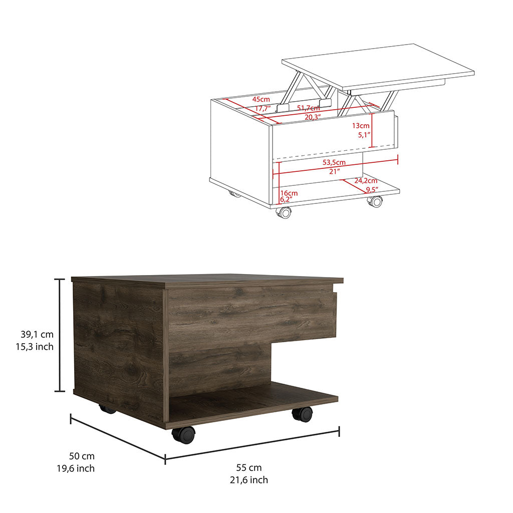 Portland Lift Top Coffee Table Brown Primary Living Space Modern Freestanding Rectangular Coffee & End Tables Rectangular Mdf Engineered Wood