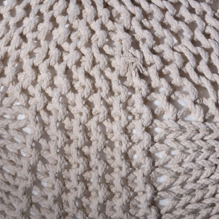 Knited Pouf Beige Cotton