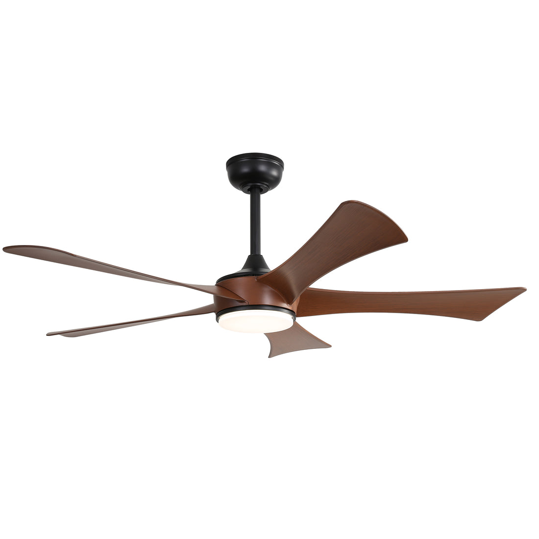 52 Inch Ceiling Fan With 22W Led Light And Remote Control 5 Abs Blades For Bedroom Black Abs