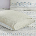 3 Piece Printed Microfiber Seersucker Quilt Set Taupe Blue King Cal King King Taupe Blue Polyester