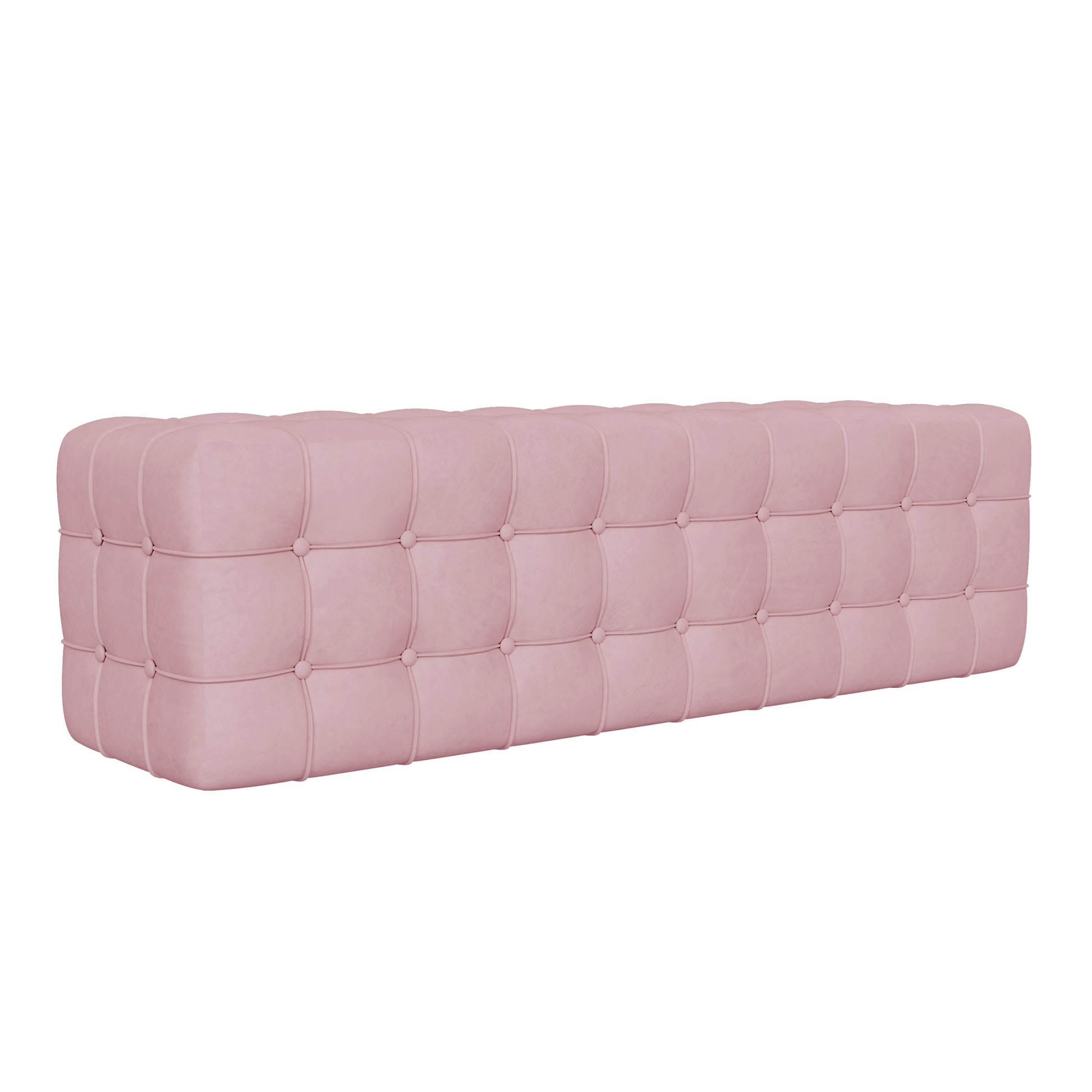 2 Pieces Bedroom Sets Queen Size Upholstered Bed With Rectangular Upholstered Ottoman For Bedroom,Pink Queen Pink 2 Piece Set Solid Wood Mdf