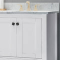 73'' Bathroom Vanity With Marble Top & Double Ceramic Sinks, 4 Doors, 6 Drawers, White White Plywood