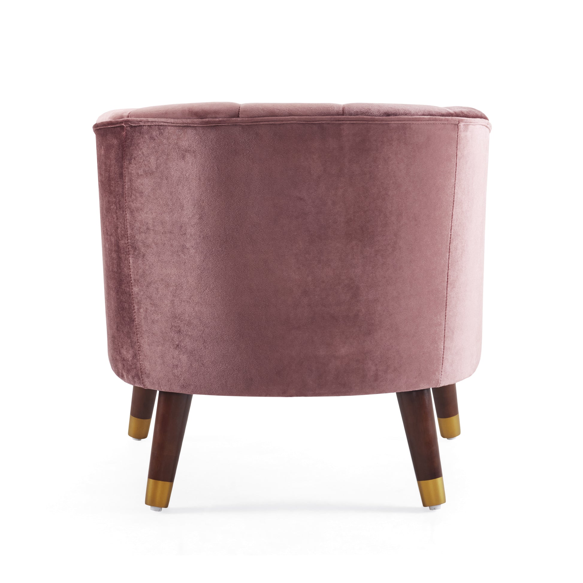 Upholstered Barrel Accent Chair With Wooden Legs Blush Rubberwood Velvet