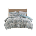 3 Piece Floral Printed Cotton Comforter Set Blue King Cal King King Blue Cotton