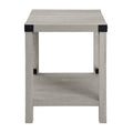 Rustic Industrial Metal X 2 Tier Side Table Stone Grey Stone Gray Mdf