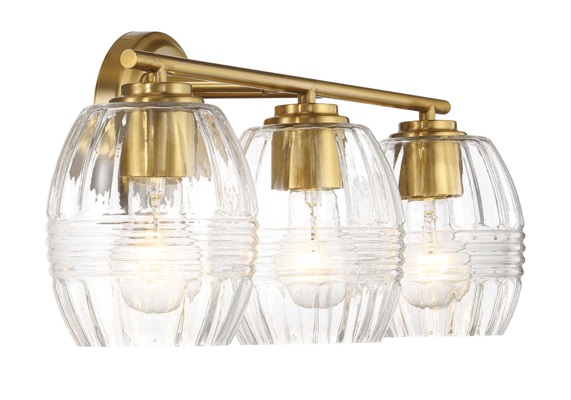 Luster Three Lights Vanity With Clear Glass For Bathrooms Above Mirror Wall Lamp Satin Brass Clear,Gold Brass,Glass,Metal