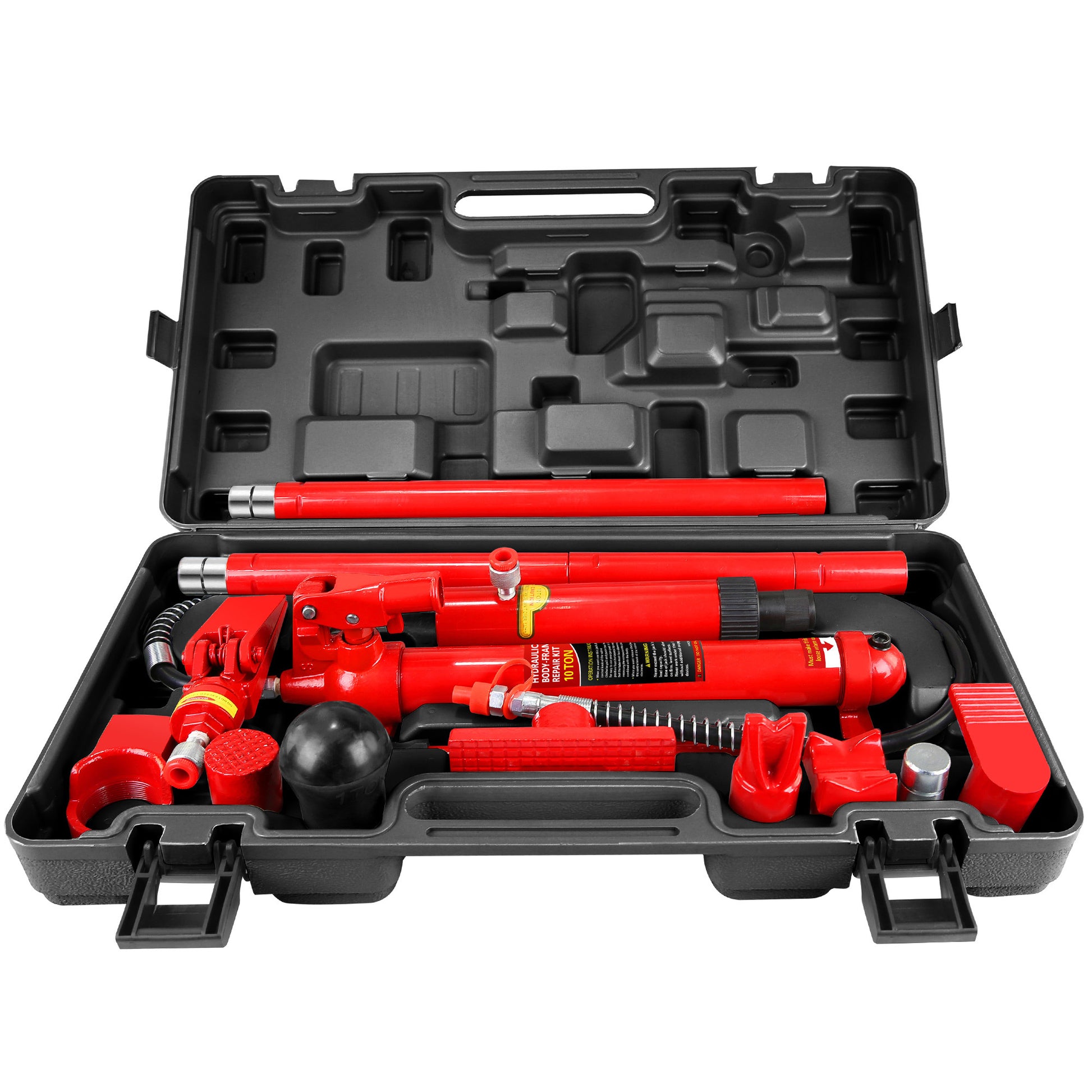 Power Hydraulic Ram Cylinder Jack: Single Acting Mini Jack, Porta Power Kit, Stroke For Building, Bridge, Construction, Precision Machinery, Small Spaces 10 Ton Capacity Red Steel