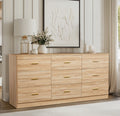 Modern Natural 9 Drawer Dresser For Bedroom Large Storage Wide Chest Of Drawers, Sturdy & Safe Natural Primary Living Space American Design,Contemporary,Modern Melamine Engineered Wood