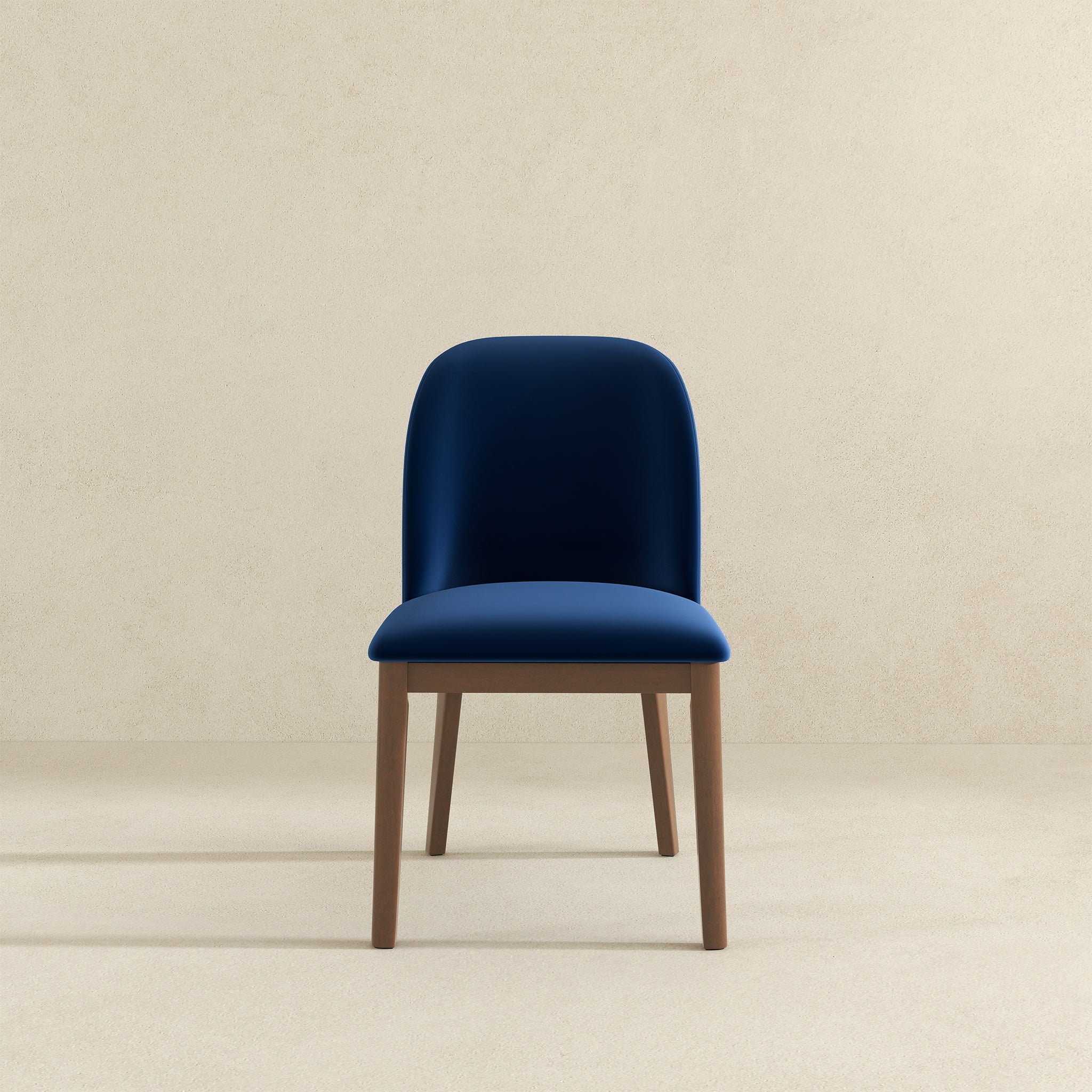 Kaitlyn Navy Blue Velvet Dining Chair Set Of 2 Solid Brown