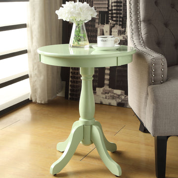Light Green Side Table With Turned Pedestal Light Green Primary Living Space Traditional Round Wood