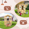 Wooden Playhouse For Kids Outdoor With Working Door, Windows, Mailbox, Flowers Pot Holder, 39