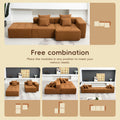 105.5'' L Shaped Modular Sectional Sofa,Minimalist Corduroy Floor Couch Set,Convertible Foam Filled Cloud Couch For Living Room,3 Pc Free Combination,No Assembly Required,3 Colors Brown Corduroy 4 Seat