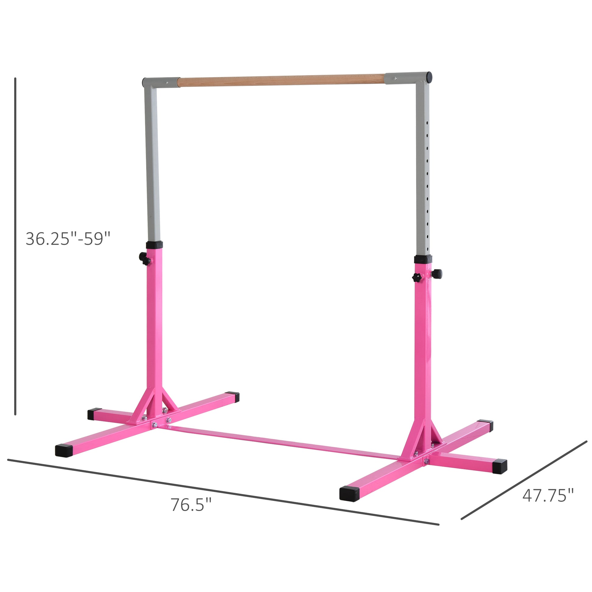 Soozier Gymnastics Bar For Kids, Adjustable Height Gym Bar, Junior Training Kip Bar For Home, Built For Kids 3 Years, Pink Pink Steel