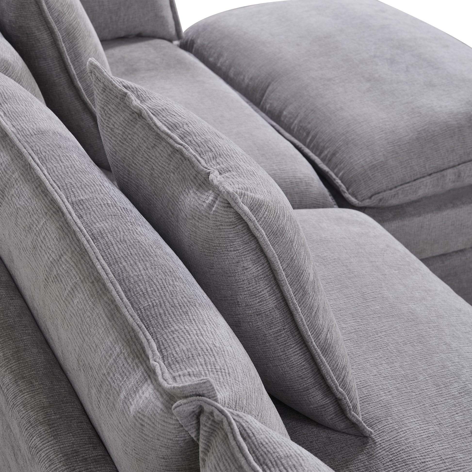 108.66"Modern Chenille L Shaped Sectional Sofa With Convertible Chaise, Comfy Cloud Couch Deep Sectional Sofa With Ottomans For Living Room Light Gray Wood Foam Chenille 3 Seat