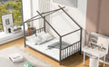 Twin Size Metal House Platform Bed, Black Box Spring Not Required Twin Black Metal Bedroom Bed Frame Metal