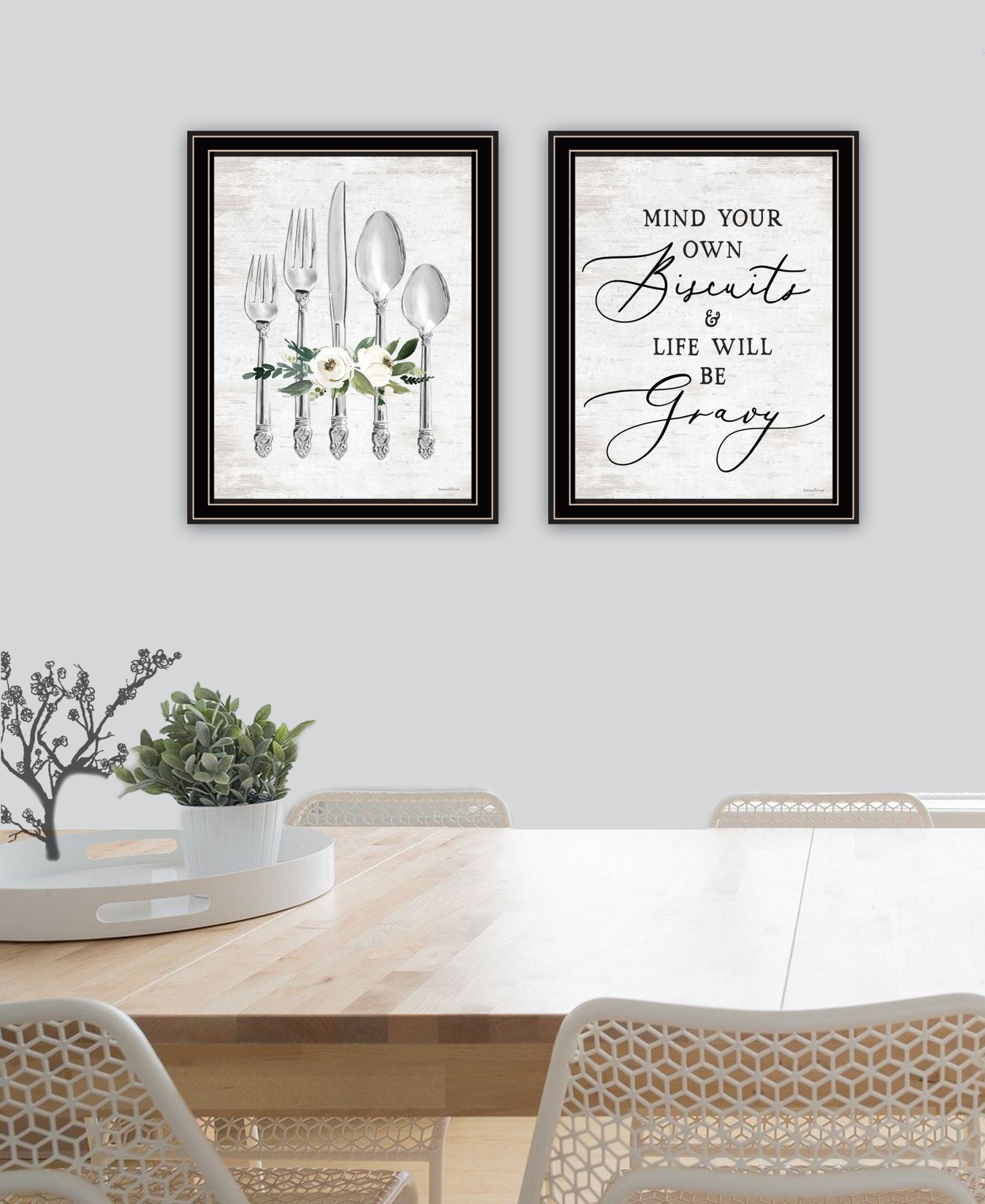 "Ready To Dine Humor" Framed Wall Art For Living Room, Wall Art Print For Home Decor, Bedroom Wall Art By Lettered & Lined Multicolor Wood Paper